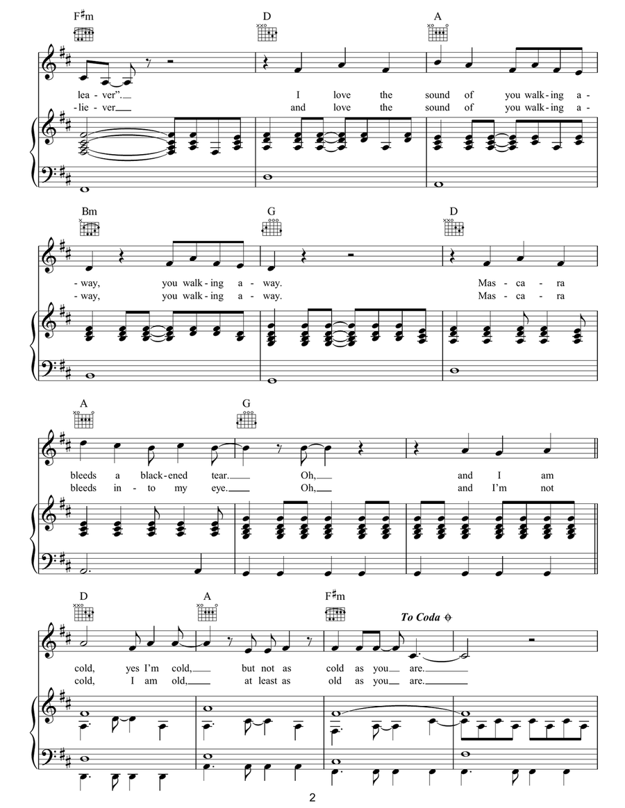 Walk Away Walk Away Piano, Vocal, Guitar scores gallery preview page 2