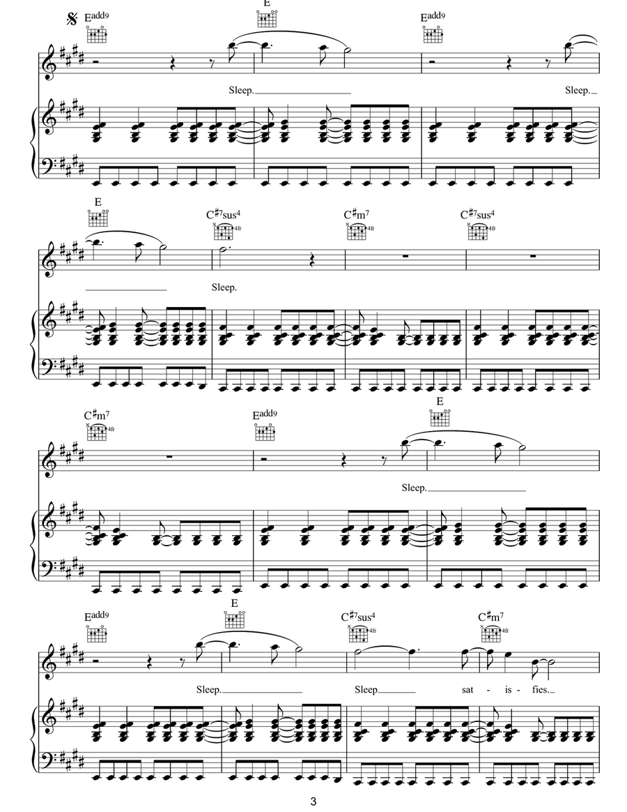 Chinese Sleep Chant Piano, Vocal, Guitar scores gallery preview page 3