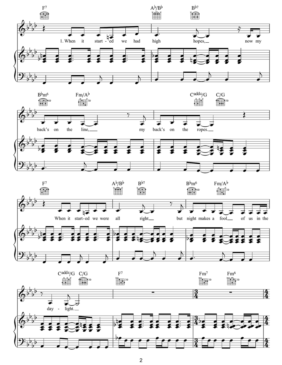 Yes Yes Piano, Vocal, Guitar scores gallery preview page 2