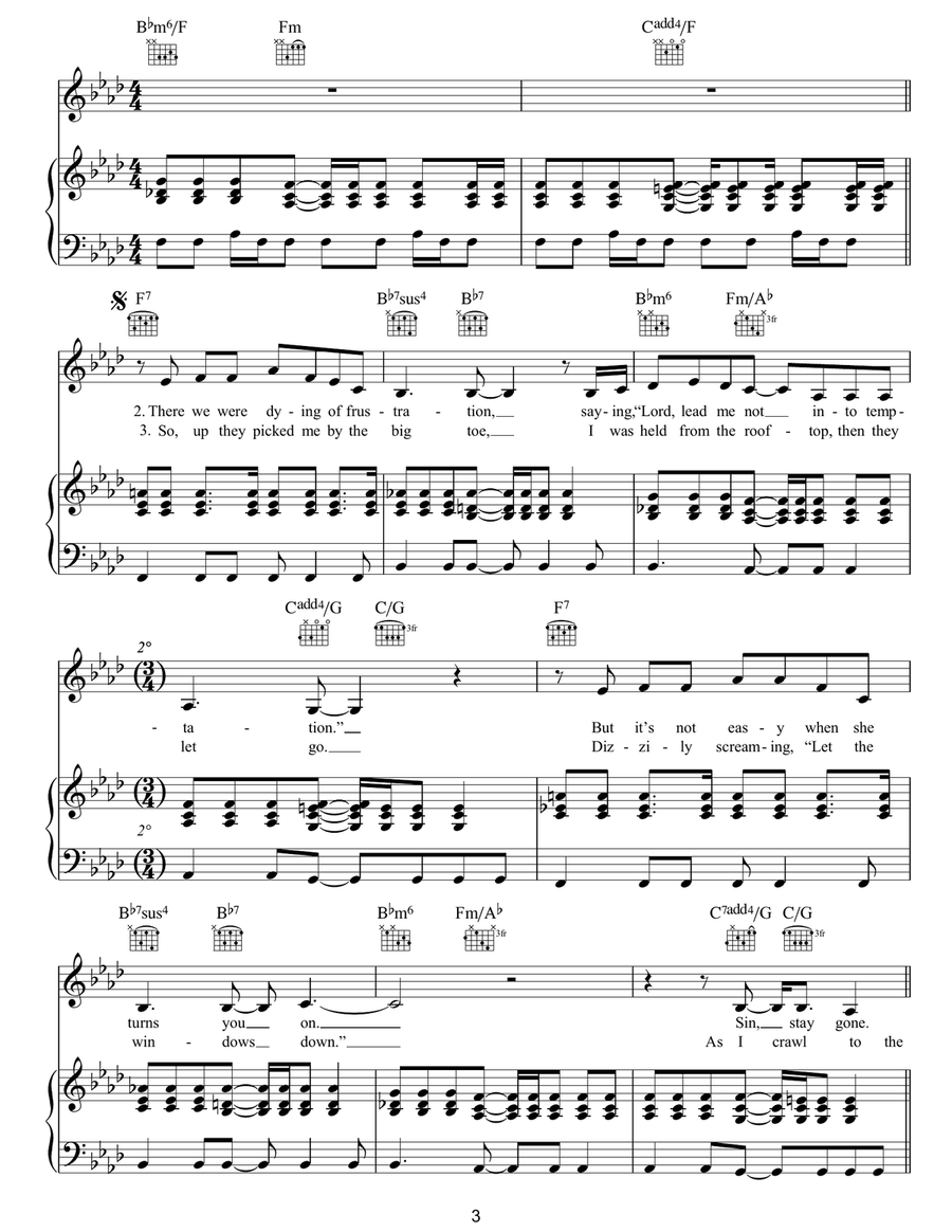Yes Yes Piano, Vocal, Guitar scores gallery preview page 3