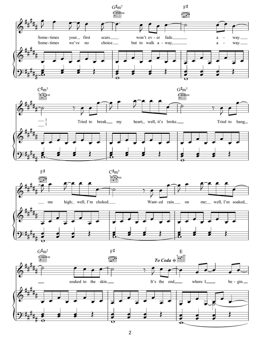 End Where I Begin End Where I Begin Piano, Vocal, Guitar scores gallery preview page 2