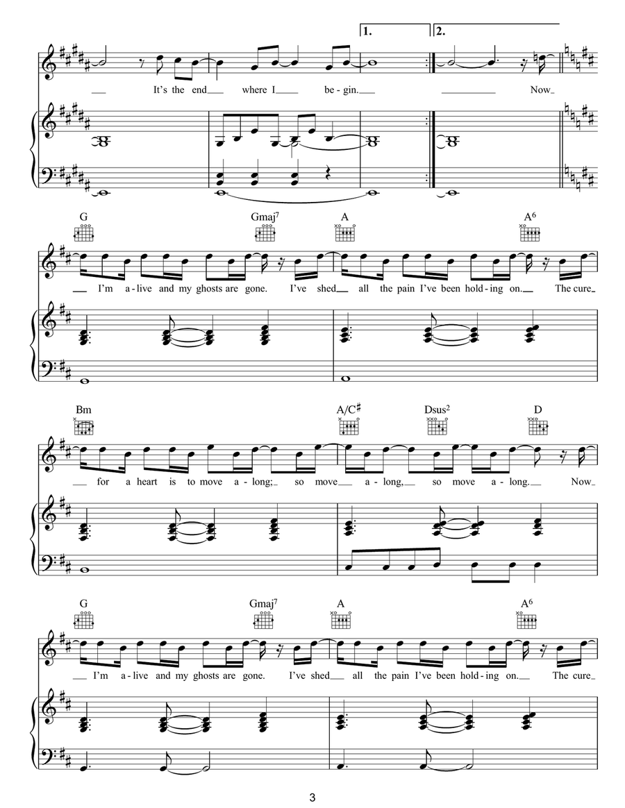 End Where I Begin End Where I Begin Piano, Vocal, Guitar scores gallery preview page 3