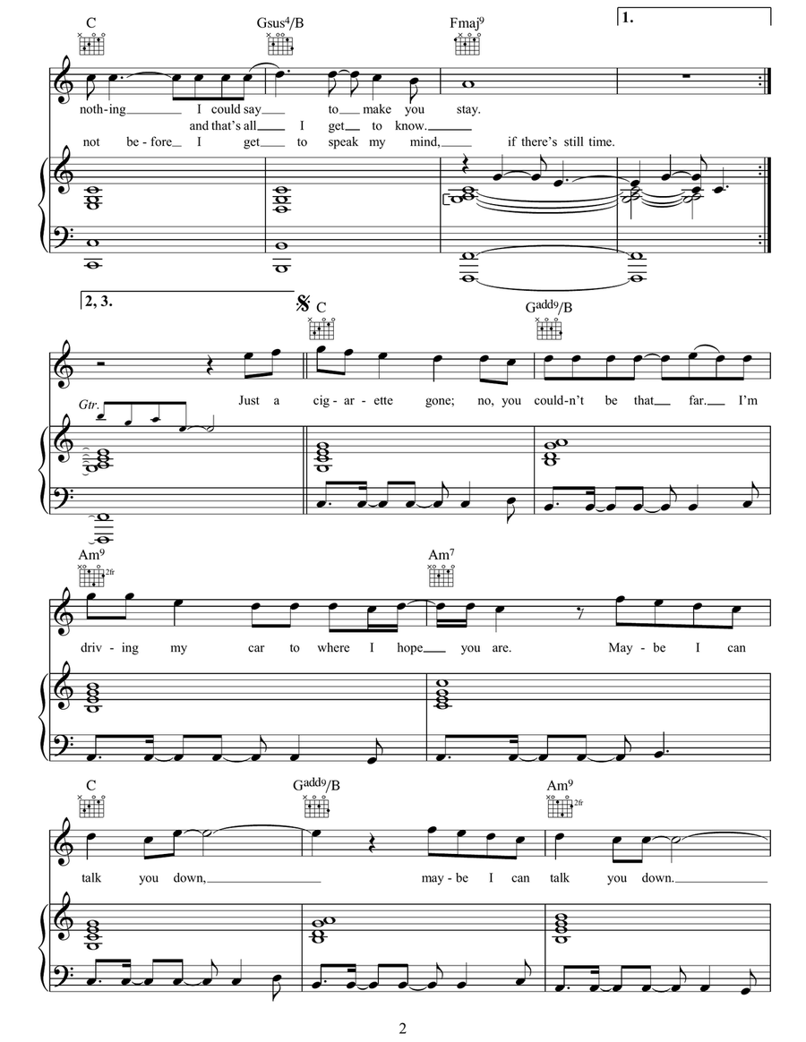 Talk You Down Talk You Down Piano, Vocal, Guitar scores gallery preview page 2