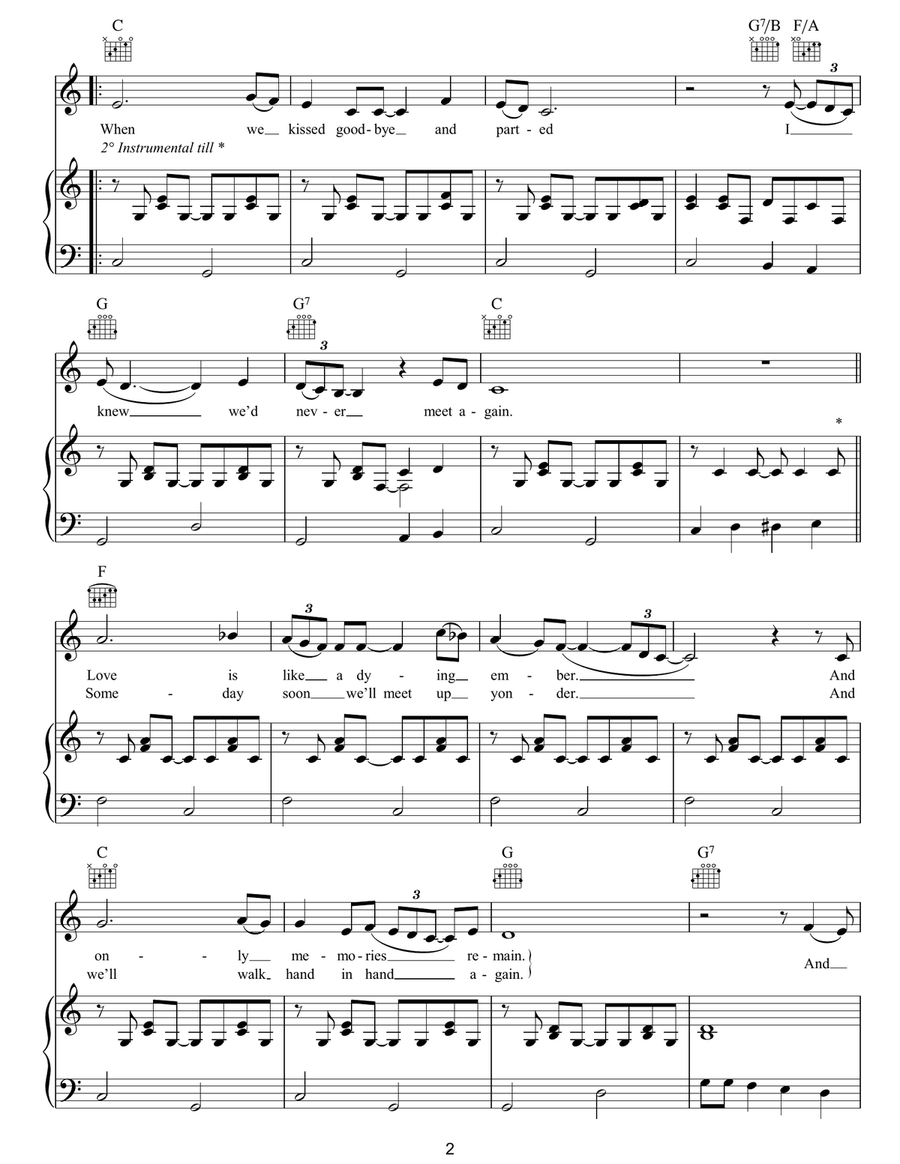 Blue Eyes Crying In The Rain Piano, Vocal, Guitar scores gallery preview page 2