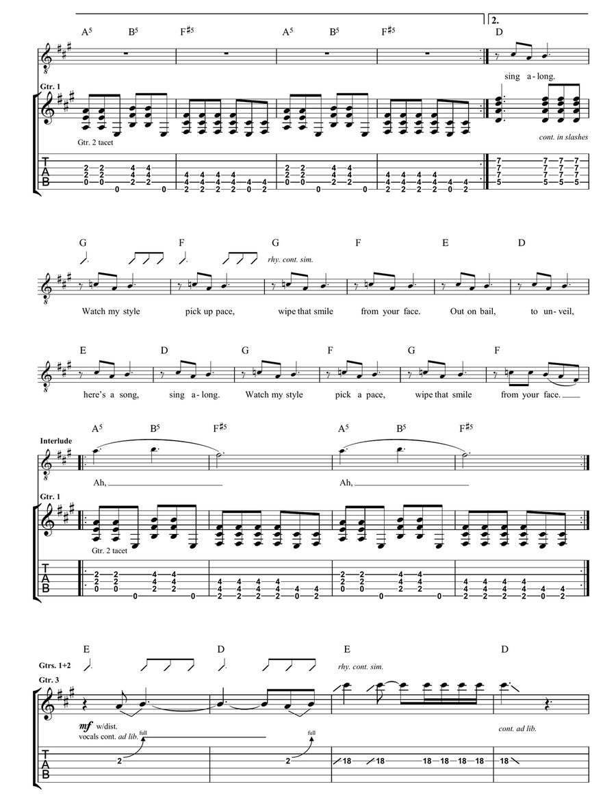 Ain't Got Nothin' Guitar Tablature scores gallery preview page 2