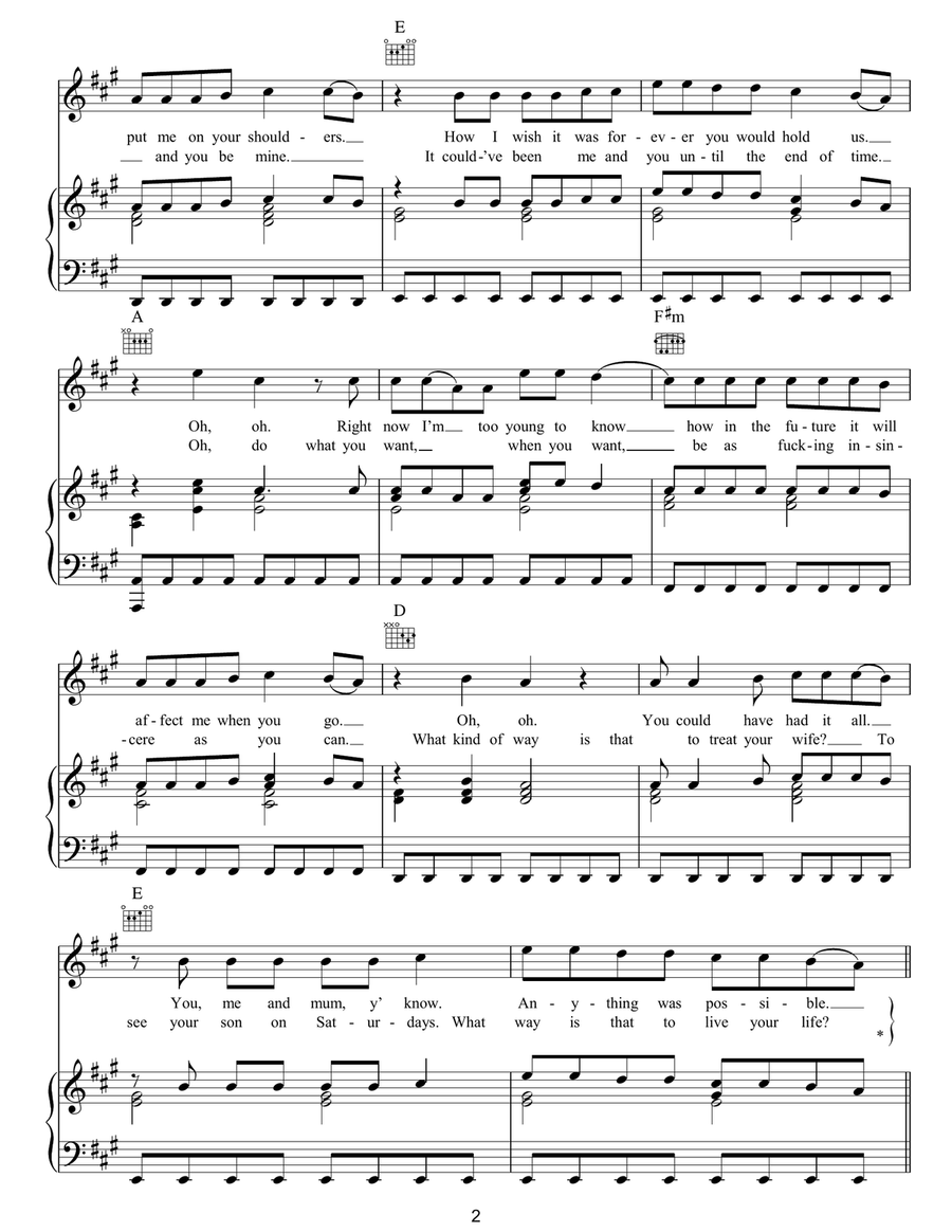 Daddy's Gone Daddy's Gone Piano, Vocal, Guitar scores gallery preview page 2