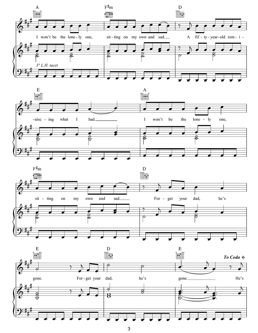 Daddy's Gone Daddy's Gone Piano, Vocal, Guitar scores gallery preview page 3