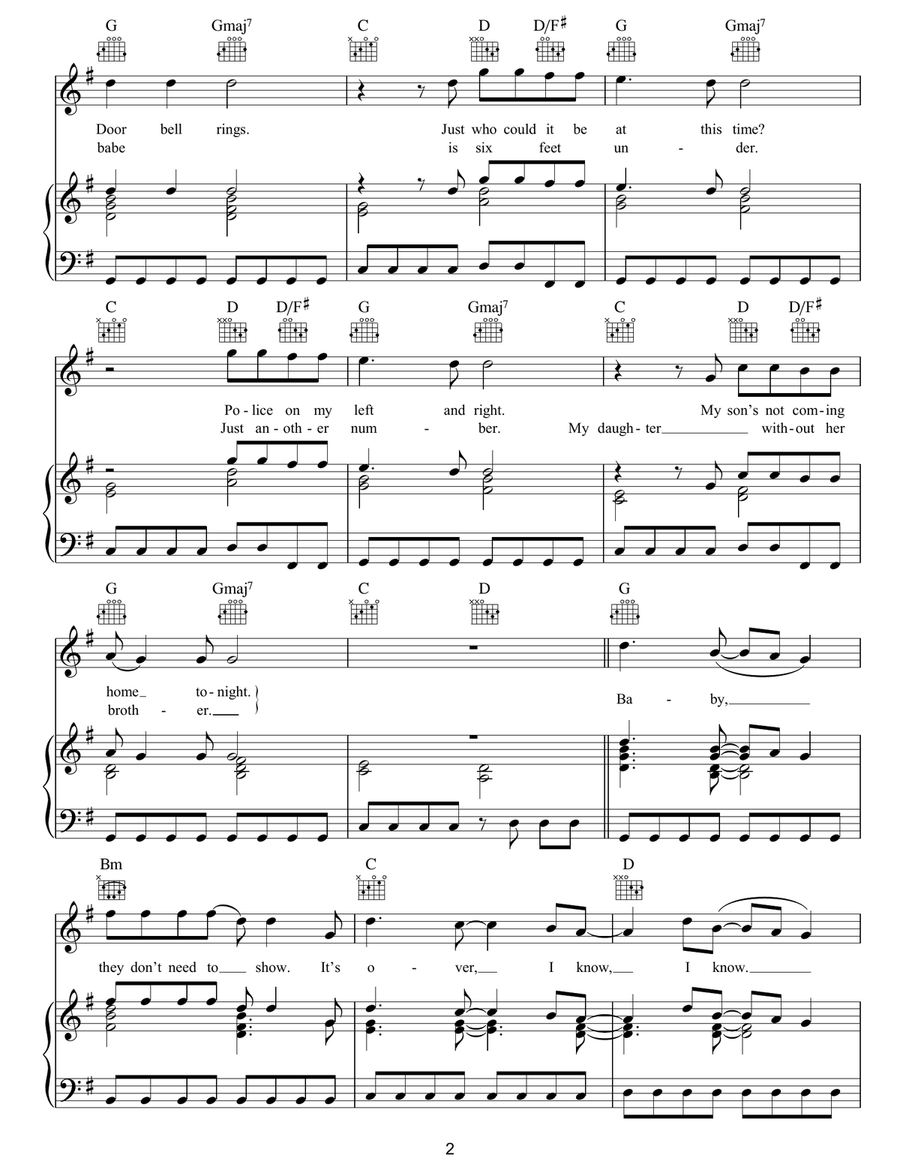 Flowers And Football Tops Piano, Vocal, Guitar scores gallery preview page 2