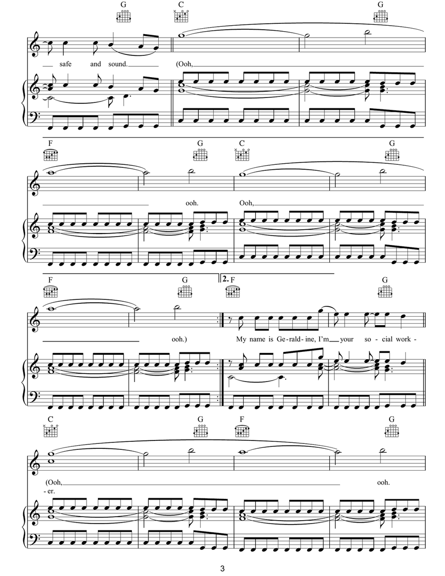 Geraldine Geraldine Piano, Vocal, Guitar scores gallery preview page 3