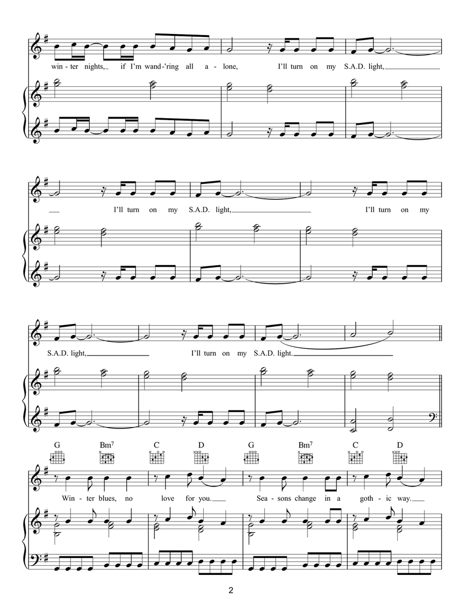 SAD Light SAD Light Piano, Vocal, Guitar scores gallery preview page 2