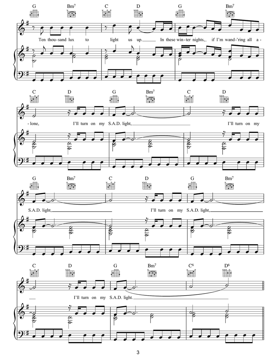 SAD Light SAD Light Piano, Vocal, Guitar scores gallery preview page 3