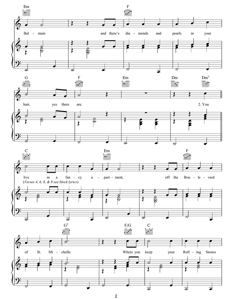 Where Do You Go To (My Lovely) Piano, Vocal, Guitar scores gallery preview page 2