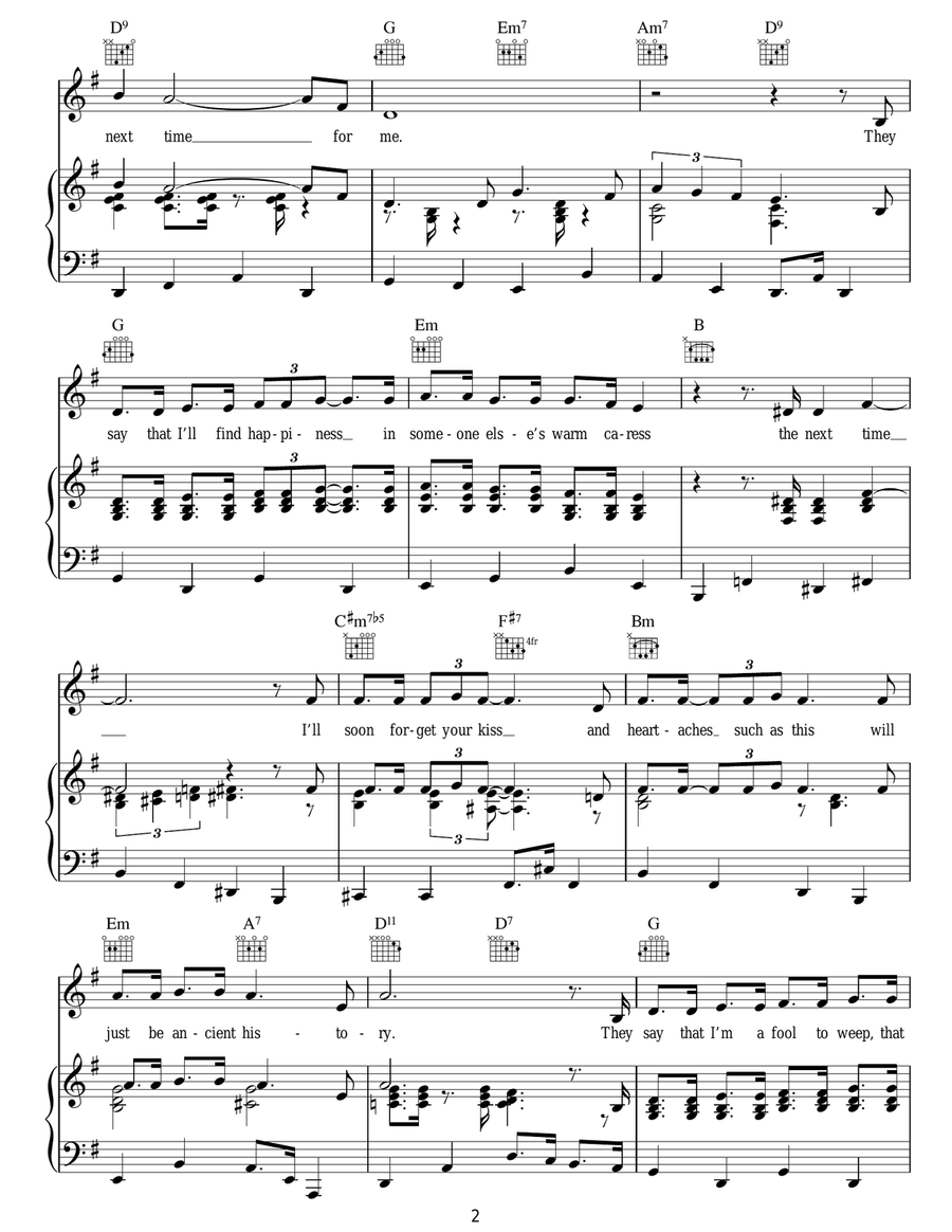The Next Time Piano, Vocal, Guitar scores gallery preview page 2