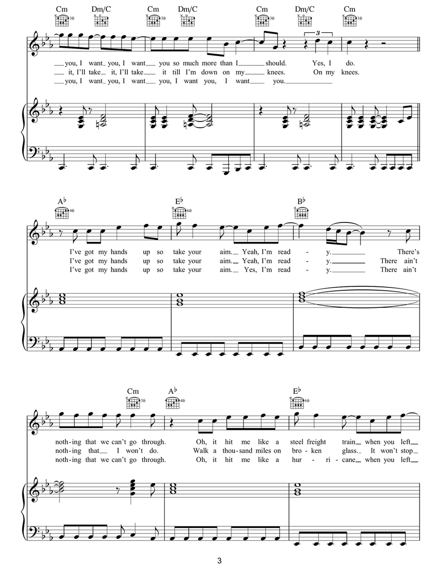 Nothing Ever Hurt Like You Piano, Vocal, Guitar scores gallery preview page 3
