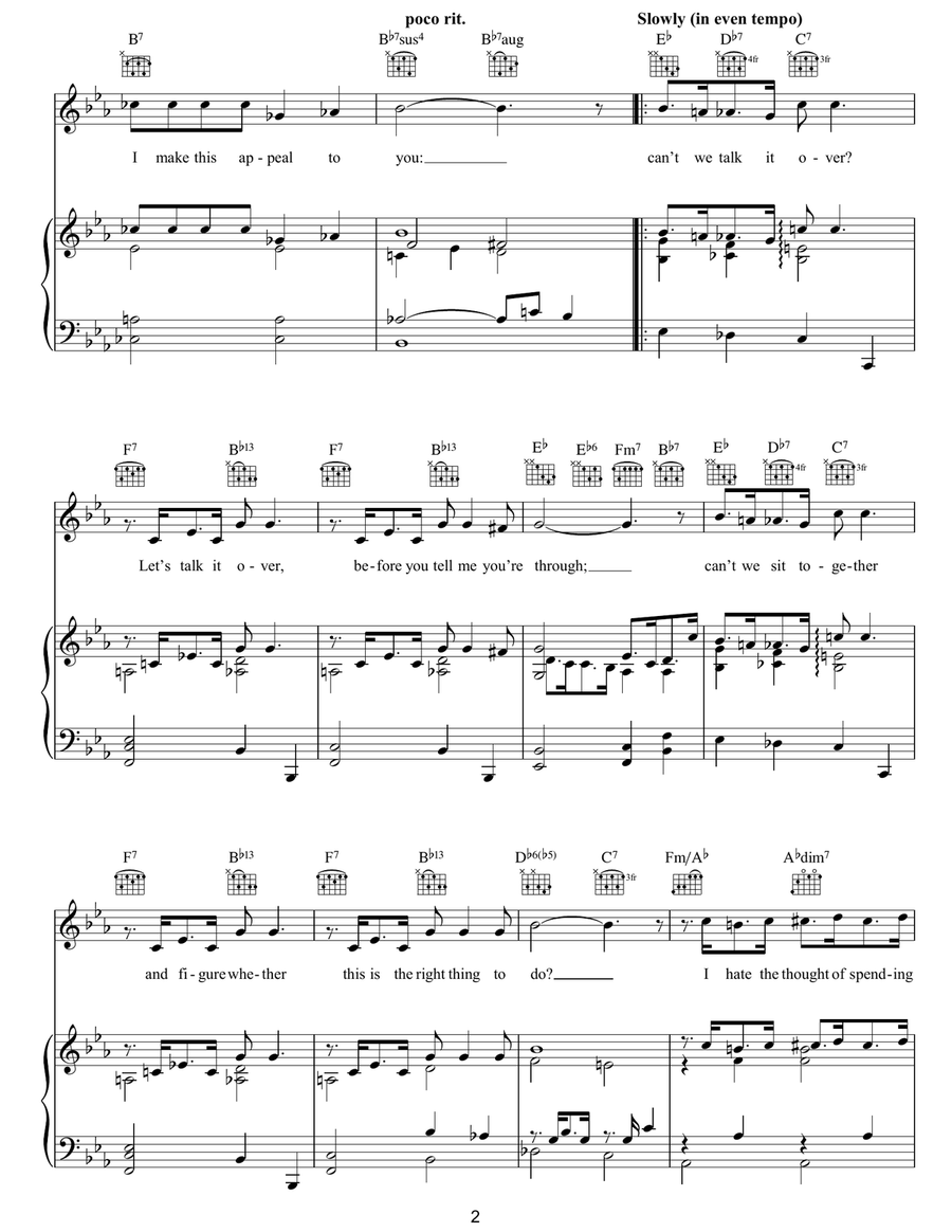 Can't We Talk It Over Piano, Vocal, Guitar scores gallery preview page 2