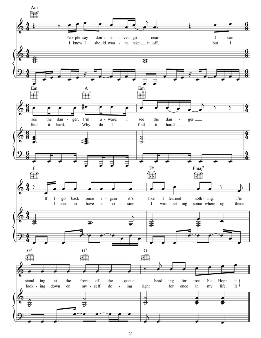 Changes Changes Piano, Vocal, Guitar scores gallery preview page 2
