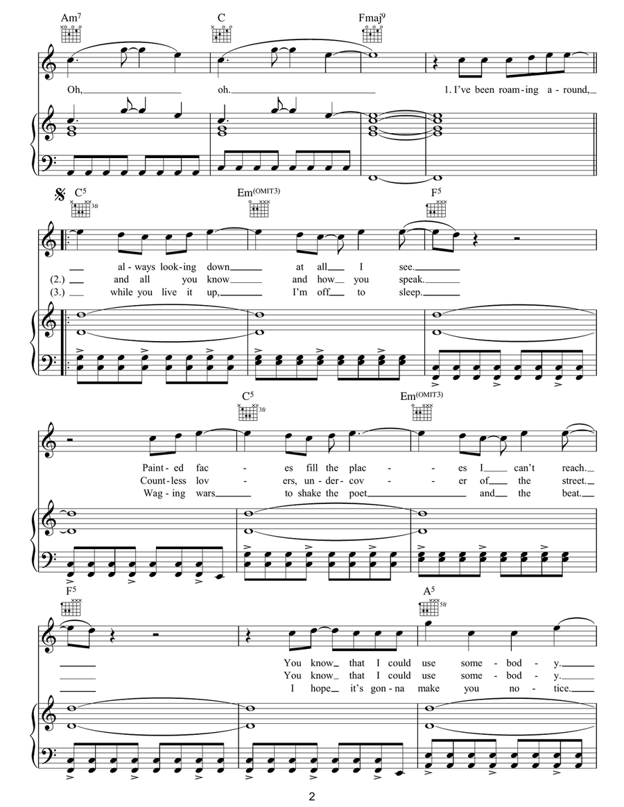 Use Somebody Use Somebody Acoustic Guitar scores gallery preview page 2