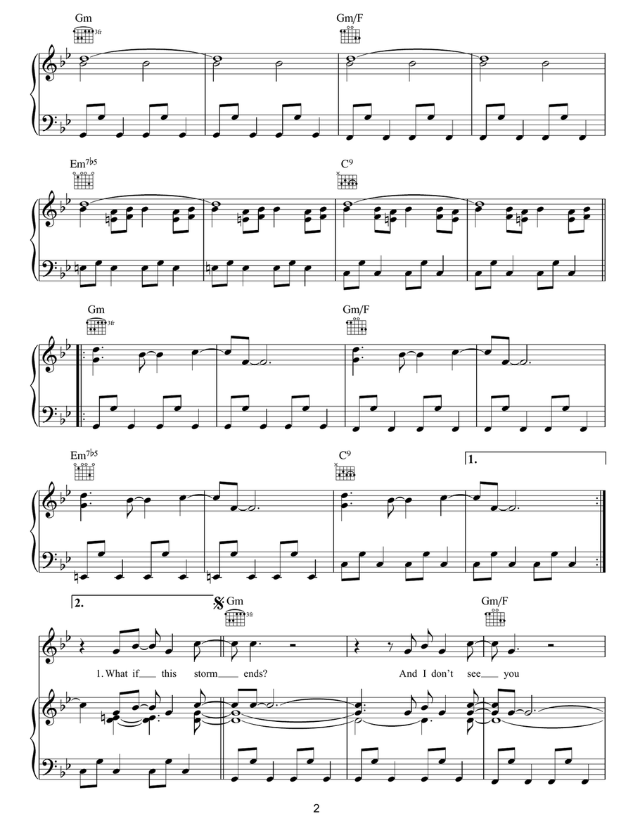 The Lightning Strike (i. What If The Storm Ends) Piano, Vocal, Guitar scores gallery preview page 2