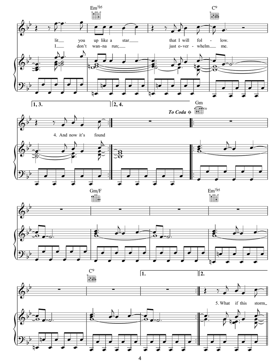 The Lightning Strike (i. What If The Storm Ends) Piano, Vocal, Guitar scores gallery preview page 4