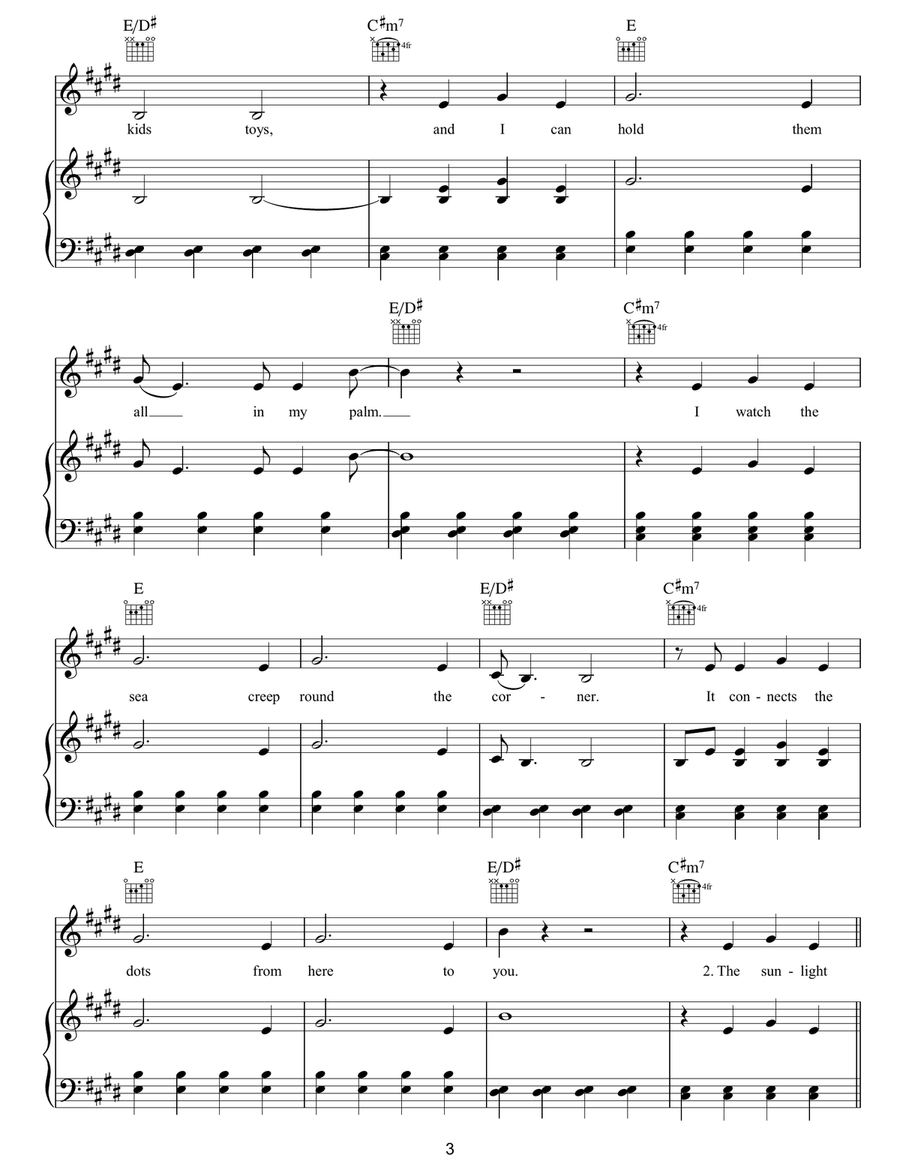 The Lightning Strike (ii. The Sunlight Through The Flags) Piano, Vocal, Guitar scores gallery preview page 3