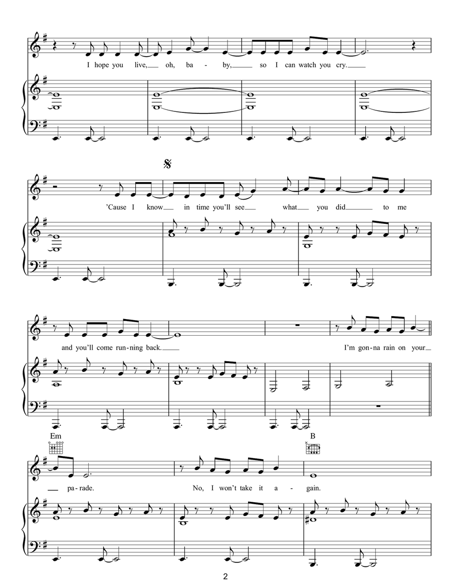 Rain On Your Parade Rain On Your Parade Piano, Vocal, Guitar scores gallery preview page 2