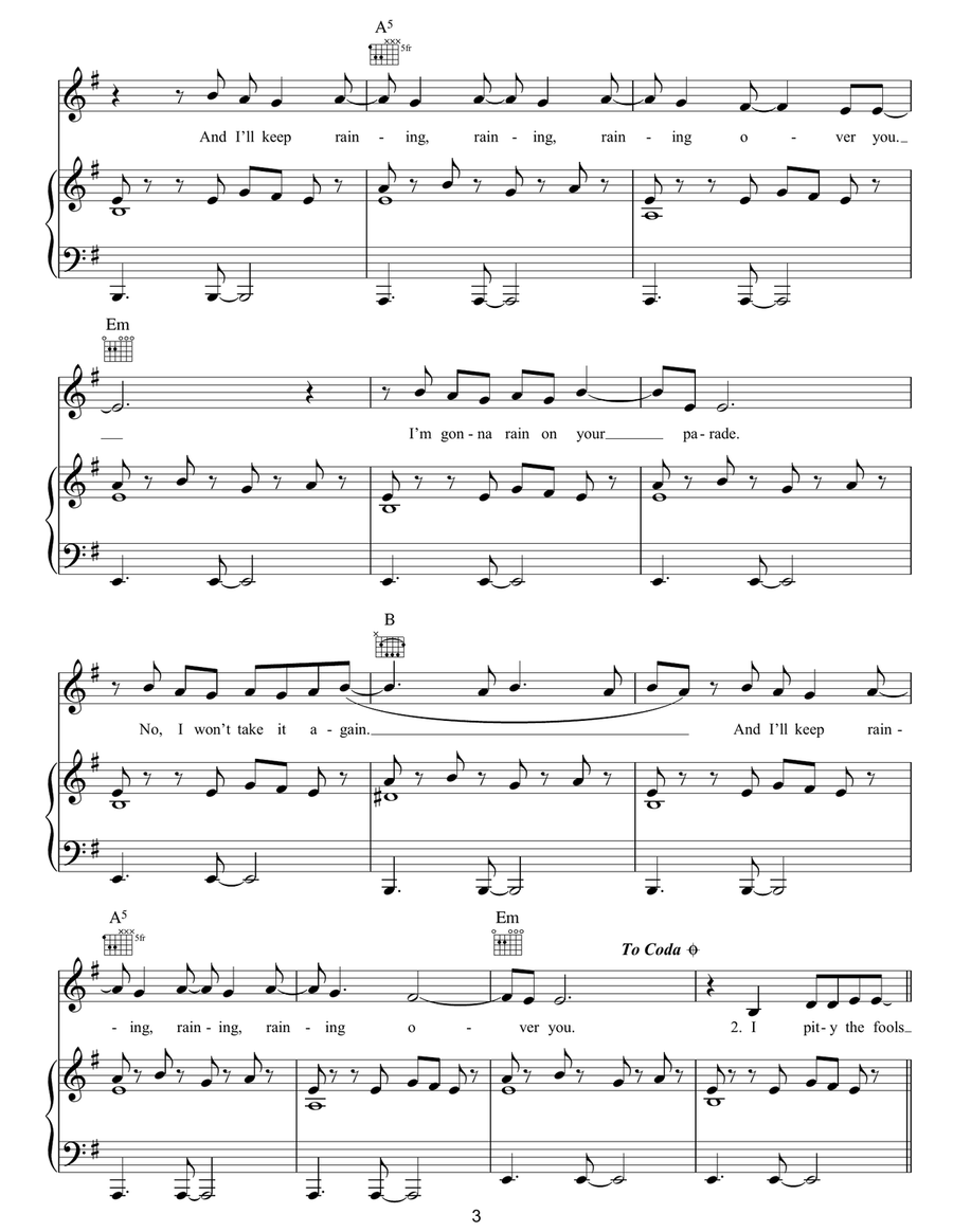 Rain On Your Parade Rain On Your Parade Piano, Vocal, Guitar scores gallery preview page 3