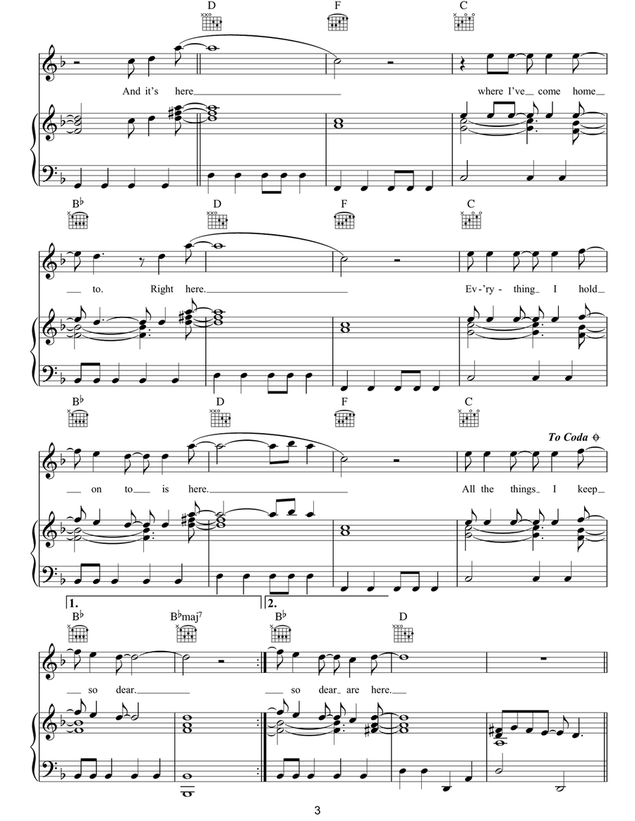 Here Here Piano, Vocal, Guitar scores gallery preview page 3