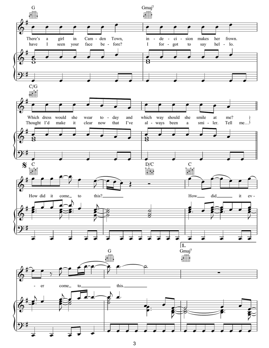 How Did It Come To This How Did It Come To This Piano, Vocal, Guitar scores gallery preview page 3