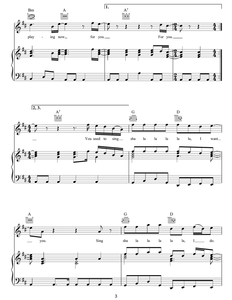 Julie Julie Piano, Vocal, Guitar scores gallery preview page 3