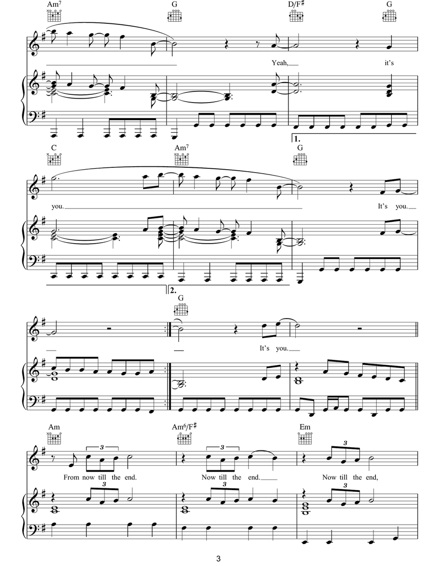 You You Piano, Vocal, Guitar scores gallery preview page 3