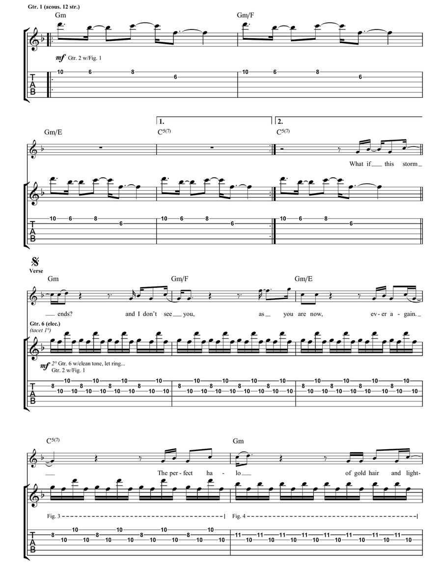 The Lightning Strike (What If The Storm Ends/The Sunlight Through The Flags/Daybreak) Guitar Tablature scores gallery preview page 2