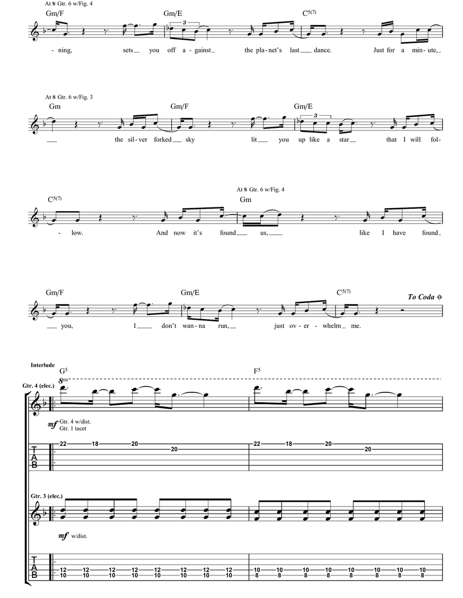 The Lightning Strike (What If The Storm Ends/The Sunlight Through The Flags/Daybreak) Guitar Tablature scores gallery preview page 3