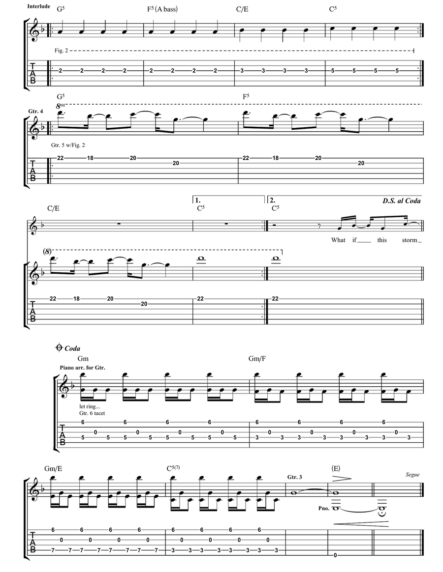 The Lightning Strike (What If The Storm Ends/The Sunlight Through The Flags/Daybreak) Guitar Tablature scores gallery preview page 5