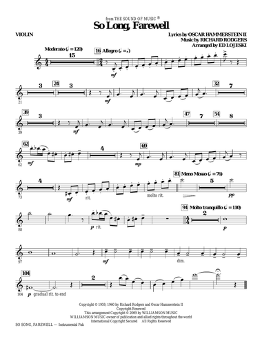 So Long, Farewell (from The Sound Of Music) - Violin
