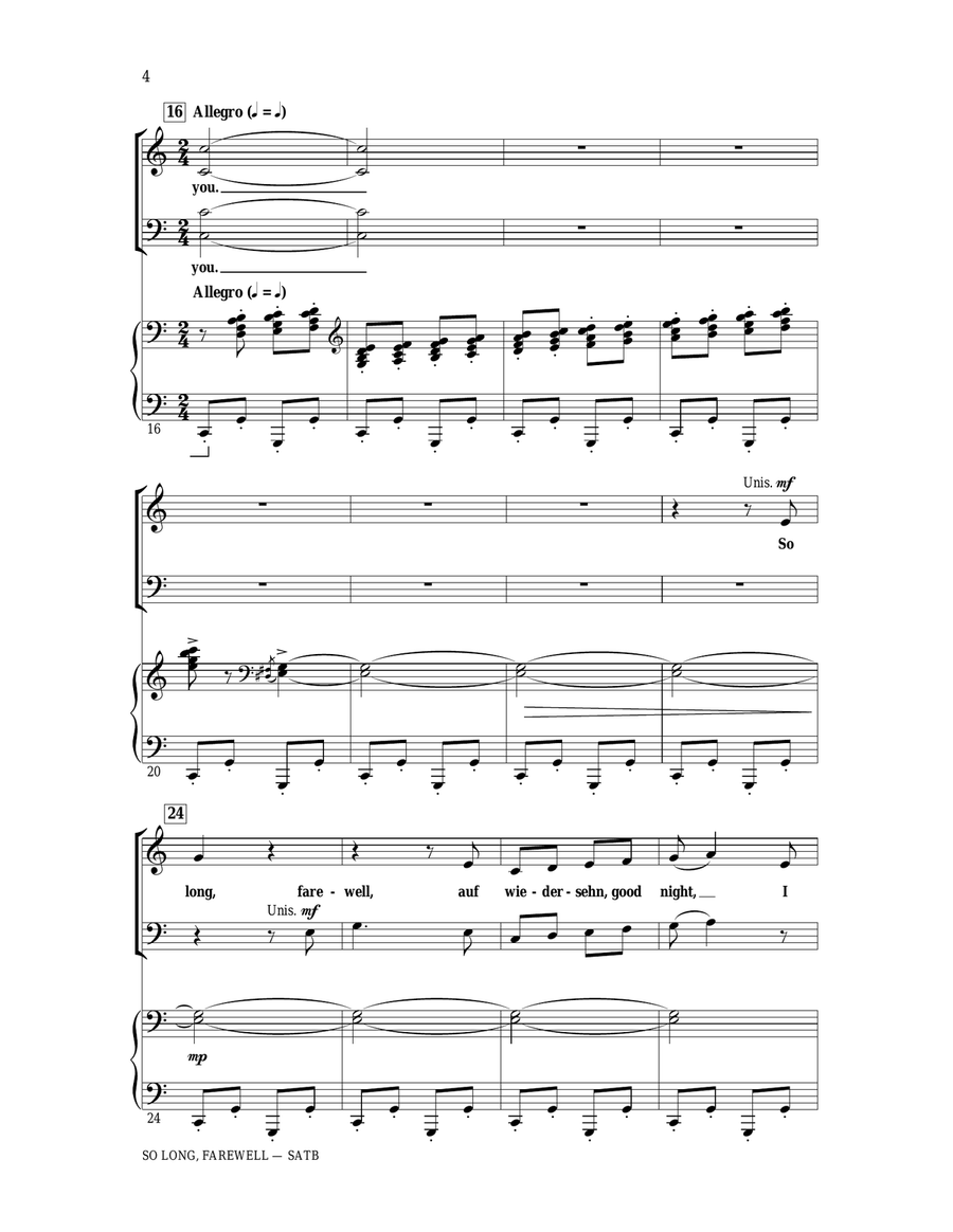 So Long, Farewell (from The Sound Of Music) 4-Part scores gallery preview page 3
