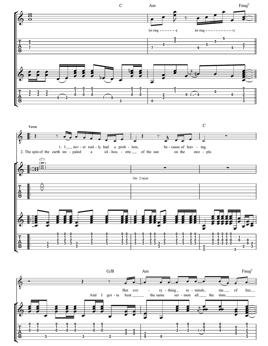 Everything Reminds Me Of Her Guitar Tablature scores gallery preview page 2