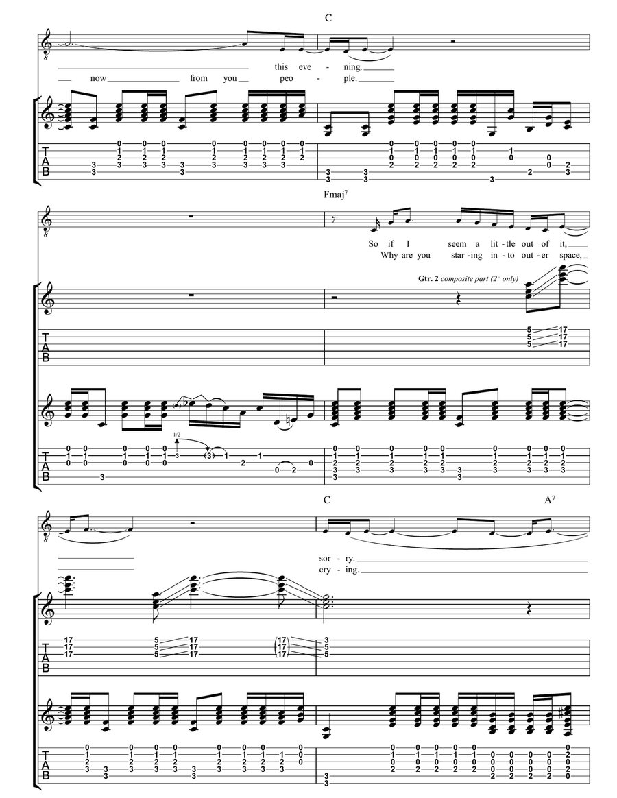Everything Reminds Me Of Her Guitar Tablature scores gallery preview page 3