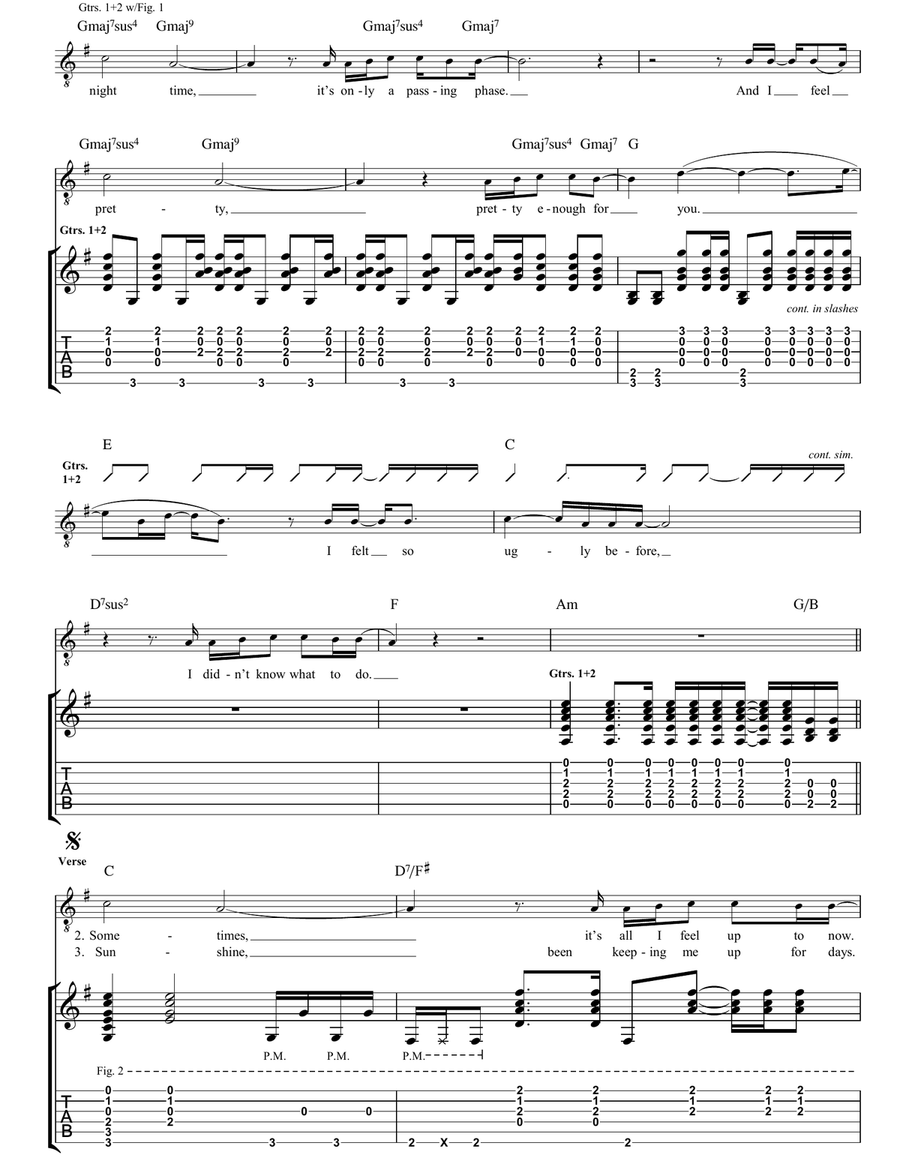 Pretty (Ugly Before) Guitar Tablature - Digital Sheet Music page 2