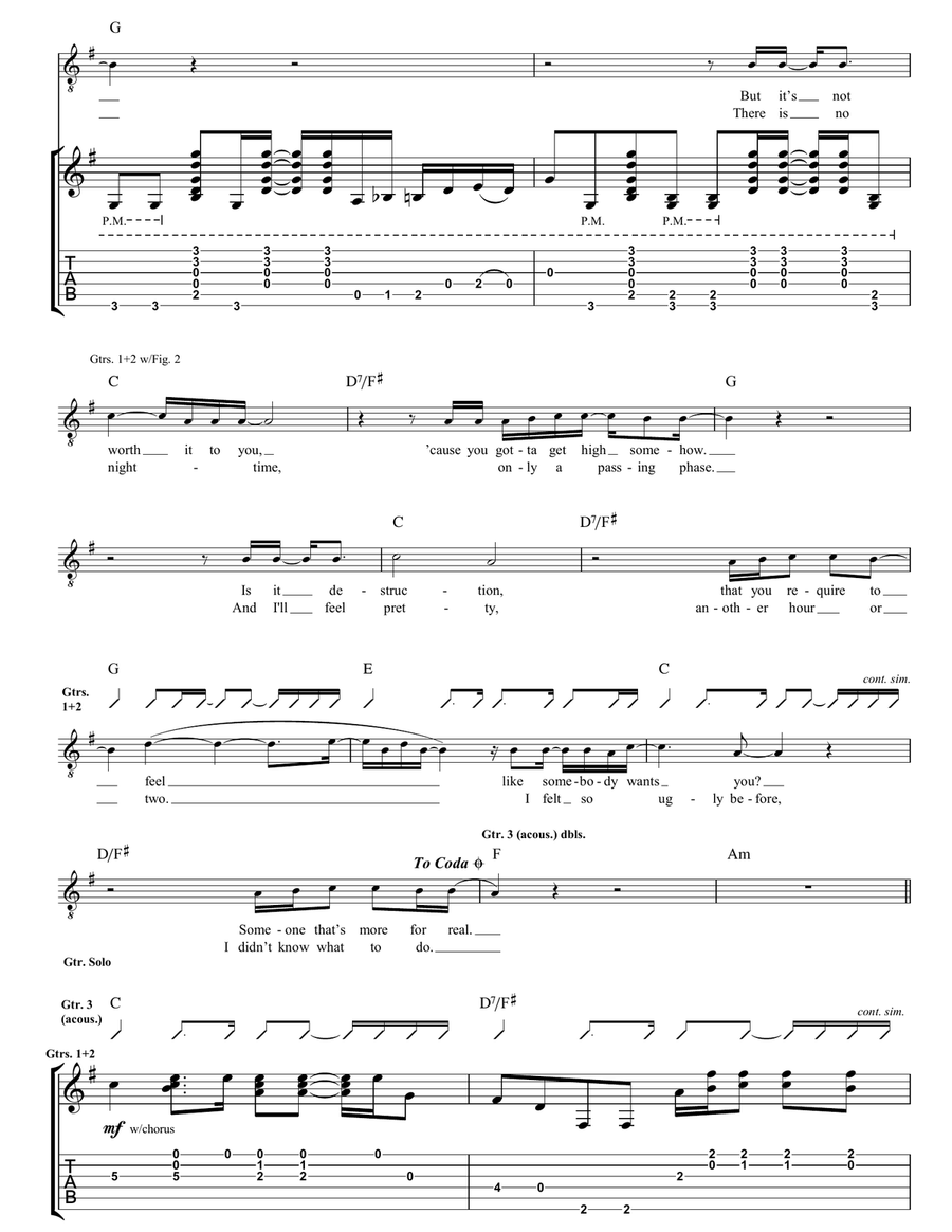 Pretty (Ugly Before) Guitar Tablature - Digital Sheet Music page 3