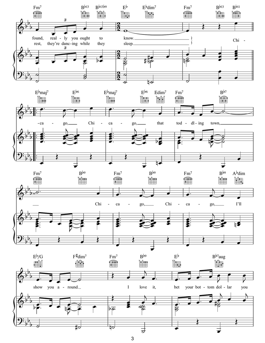 Chicago (That Toddlin' Town) Piano, Vocal, Guitar scores gallery preview page 3