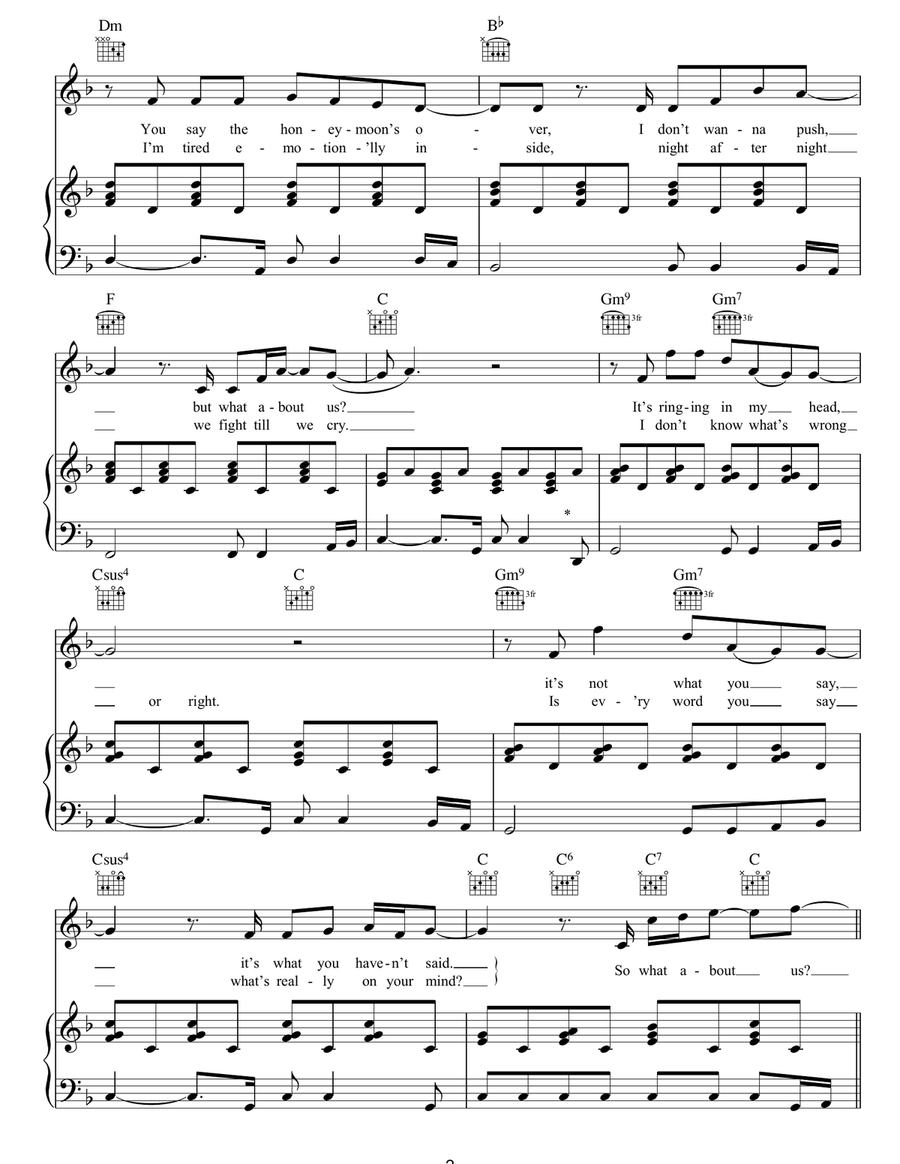What About Us What About Us Piano, Vocal, Guitar scores gallery preview page 2