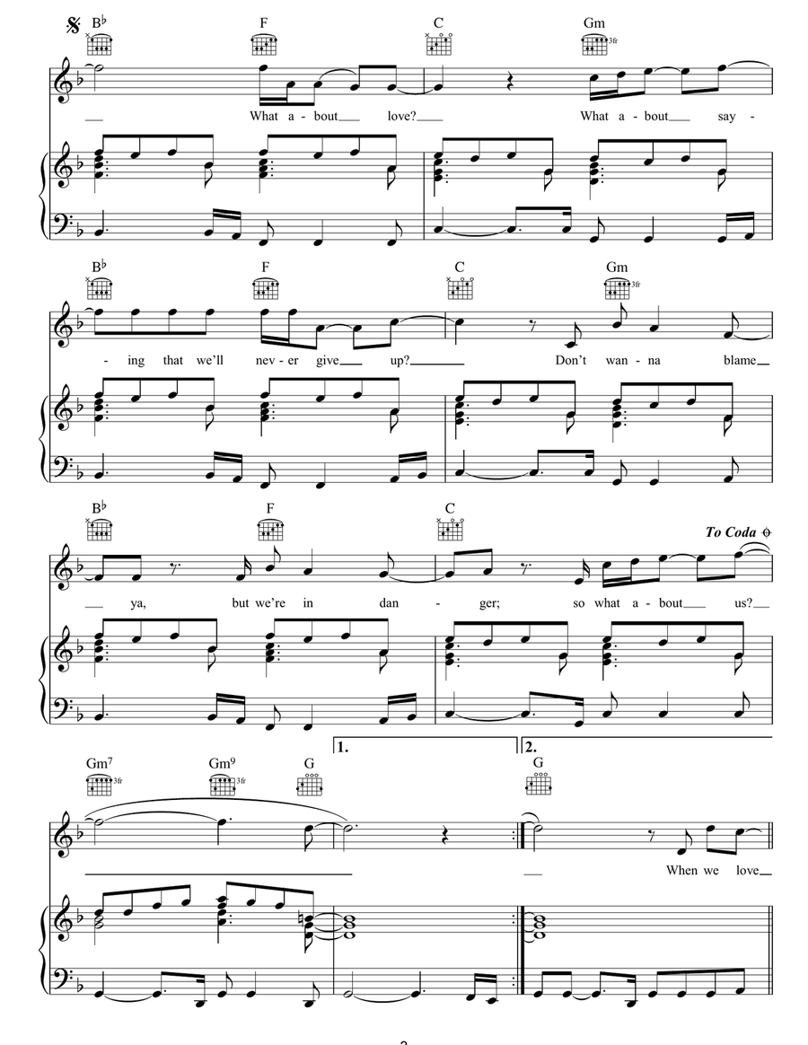 What About Us What About Us Piano, Vocal, Guitar scores gallery preview page 3