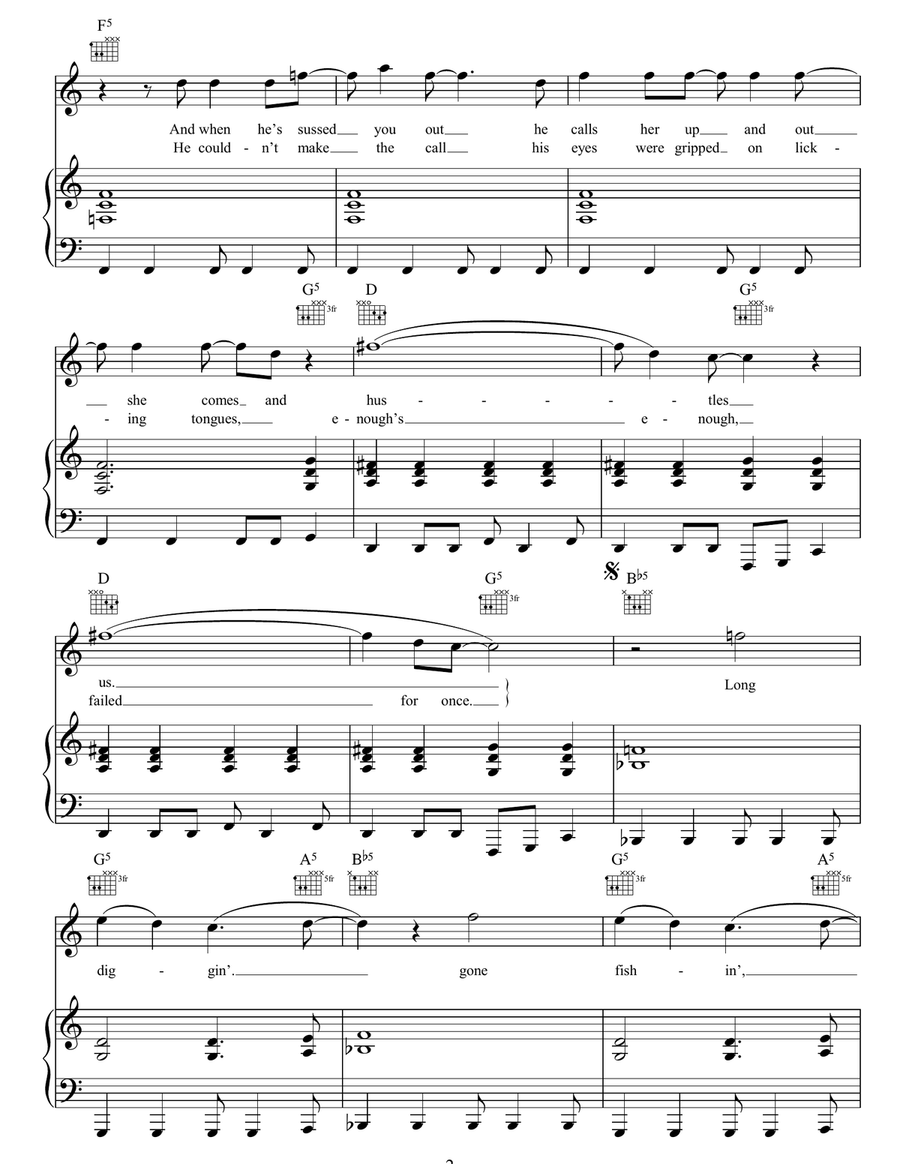 The Bartender And The Thief Piano, Vocal, Guitar scores gallery preview page 2