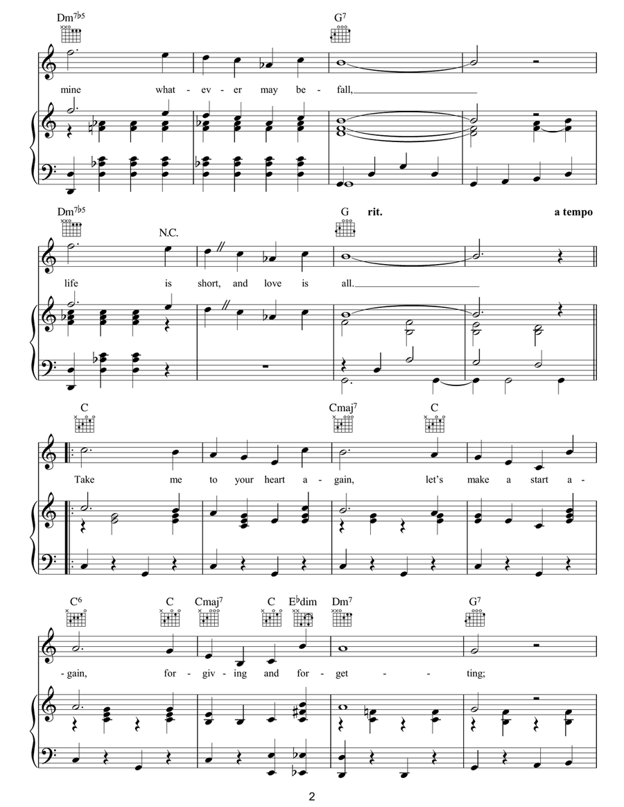 Take Me To Your Heart Again (La Vie En Rose) Piano, Vocal, Guitar scores gallery preview page 2