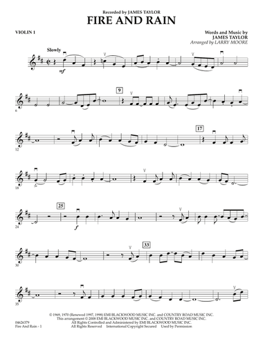 Fire and Rain - Violin 1
