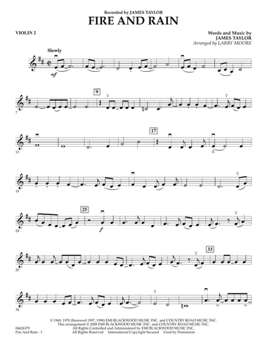 Fire and Rain - Violin 2