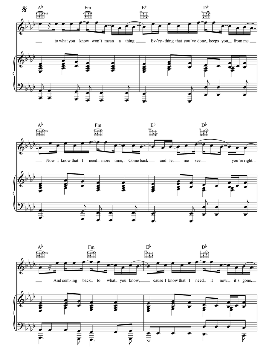 Come Back To What You Know Piano, Vocal, Guitar scores gallery preview page 3