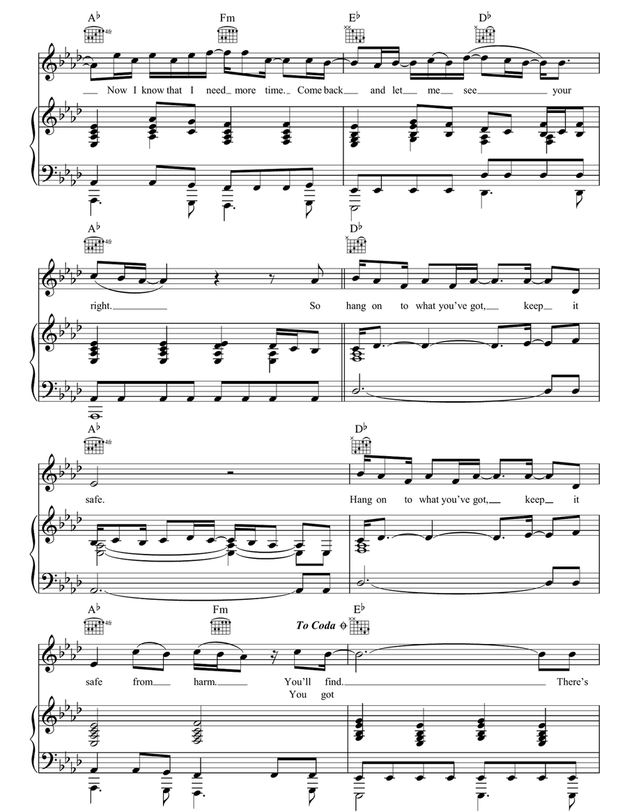 Come Back To What You Know Piano, Vocal, Guitar scores gallery preview page 4