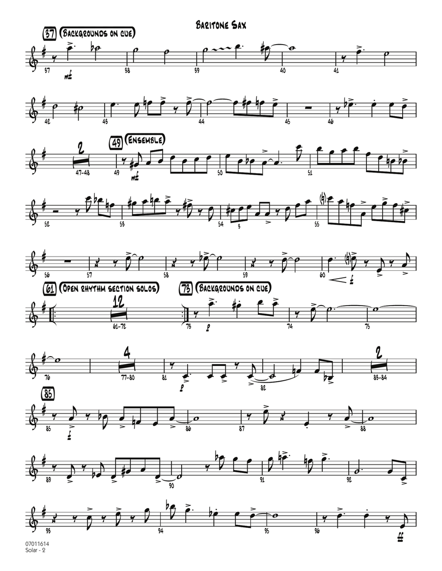 Solar - Baritone Sax Solar - Baritone Sax Jazz Ensemble scores gallery preview page 2