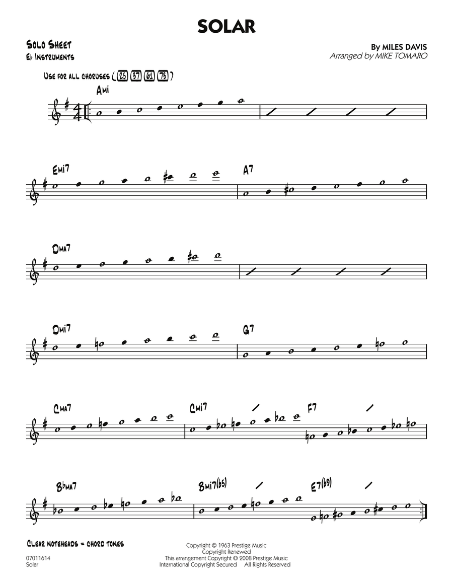 Solar - Eb Solo Sheet Solar - Eb Solo Sheet Jazz Ensemble scores gallery preview page 1